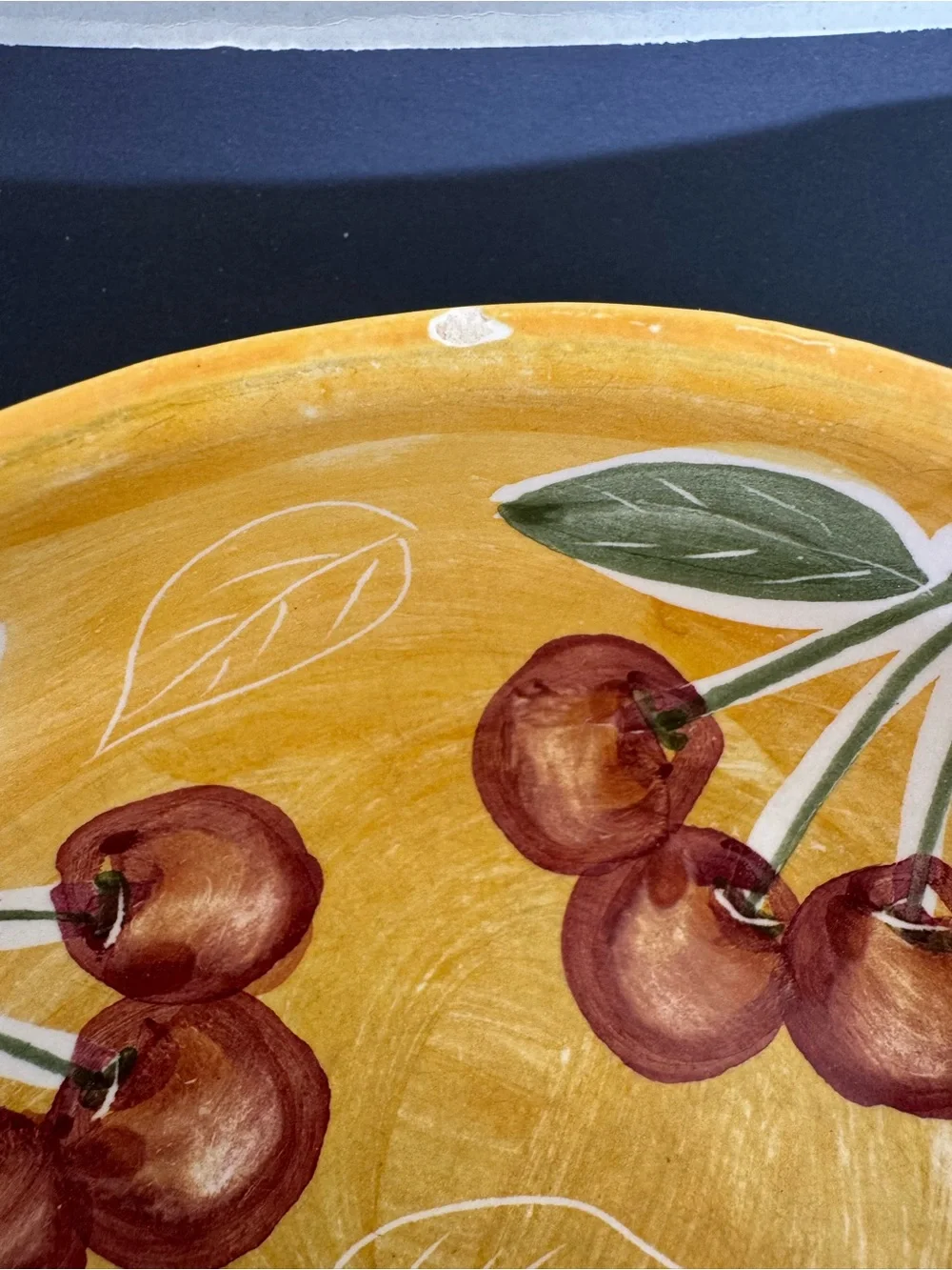 Yellow Cherry Ceramic Serving Bowl